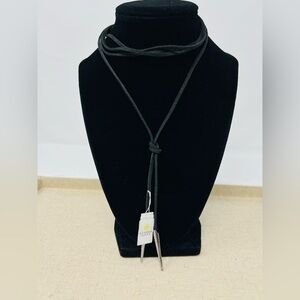 Kendra Scott Black Suede Bolo Tie Style Choker Pierce Necklace NEW